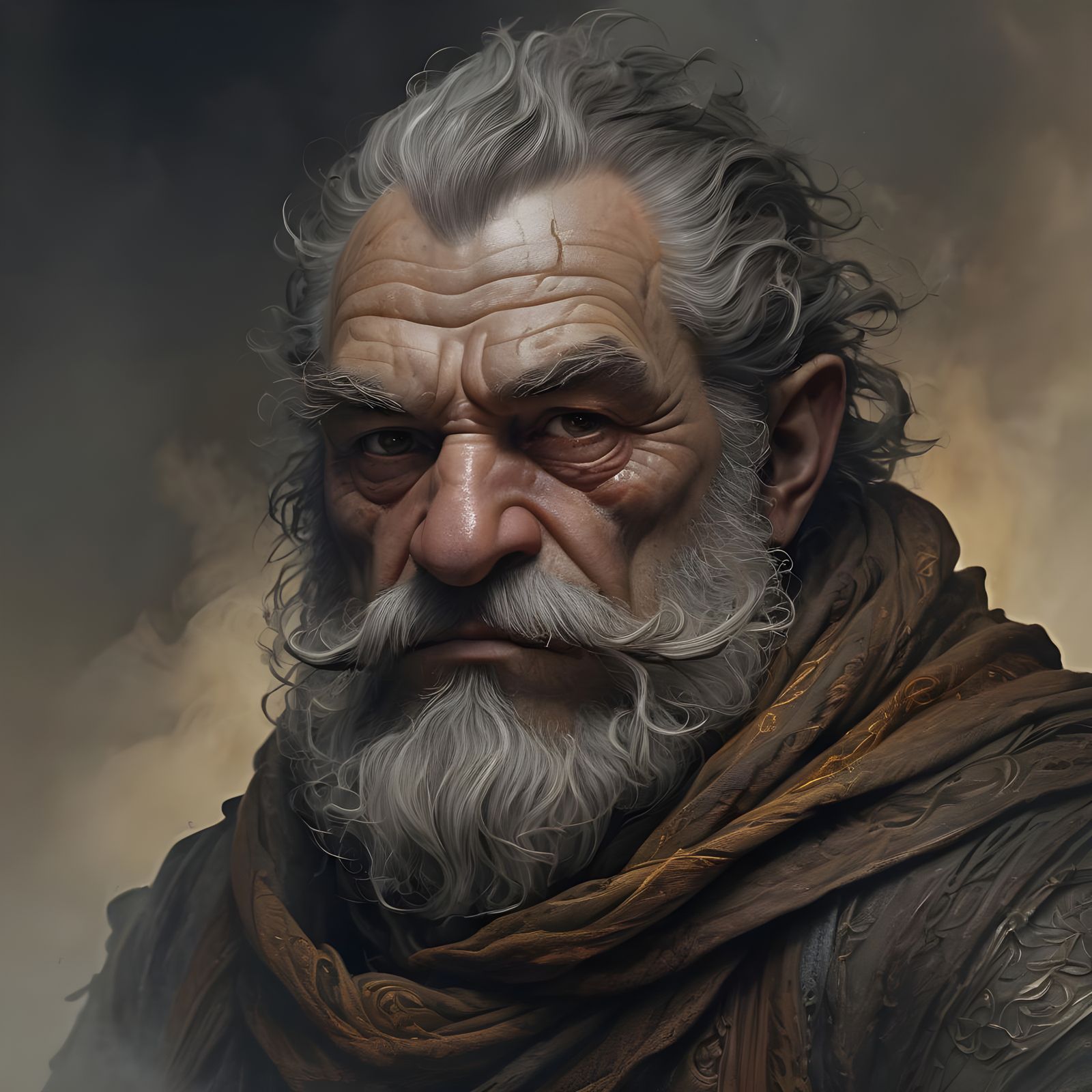 Dwarf Evoker Portrait in Dark Fantasy Style