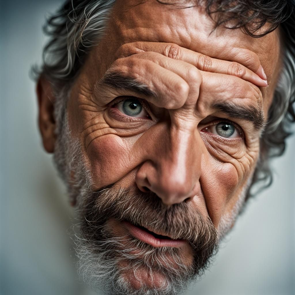 Striking Portrait of Mature Man in Shower