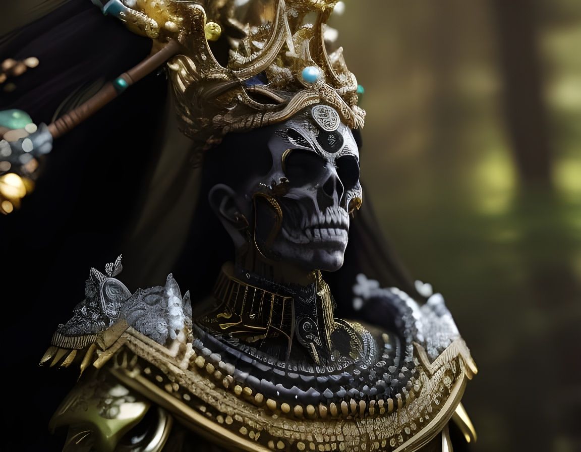 Majestic Skeleton Demon in Jewel Armor, Hyperdetailed Art