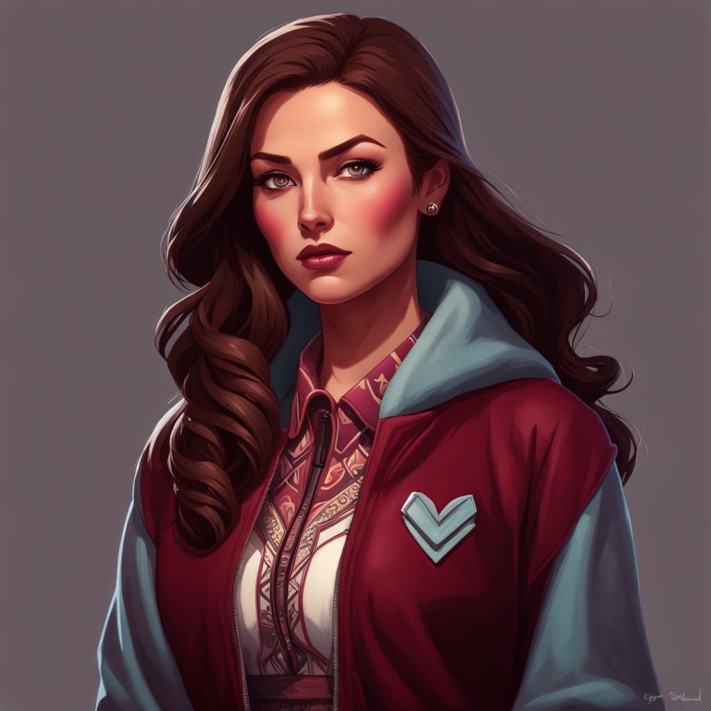 Portrait of Woman with Hourglass Figure, Hyperdetailed Digit...