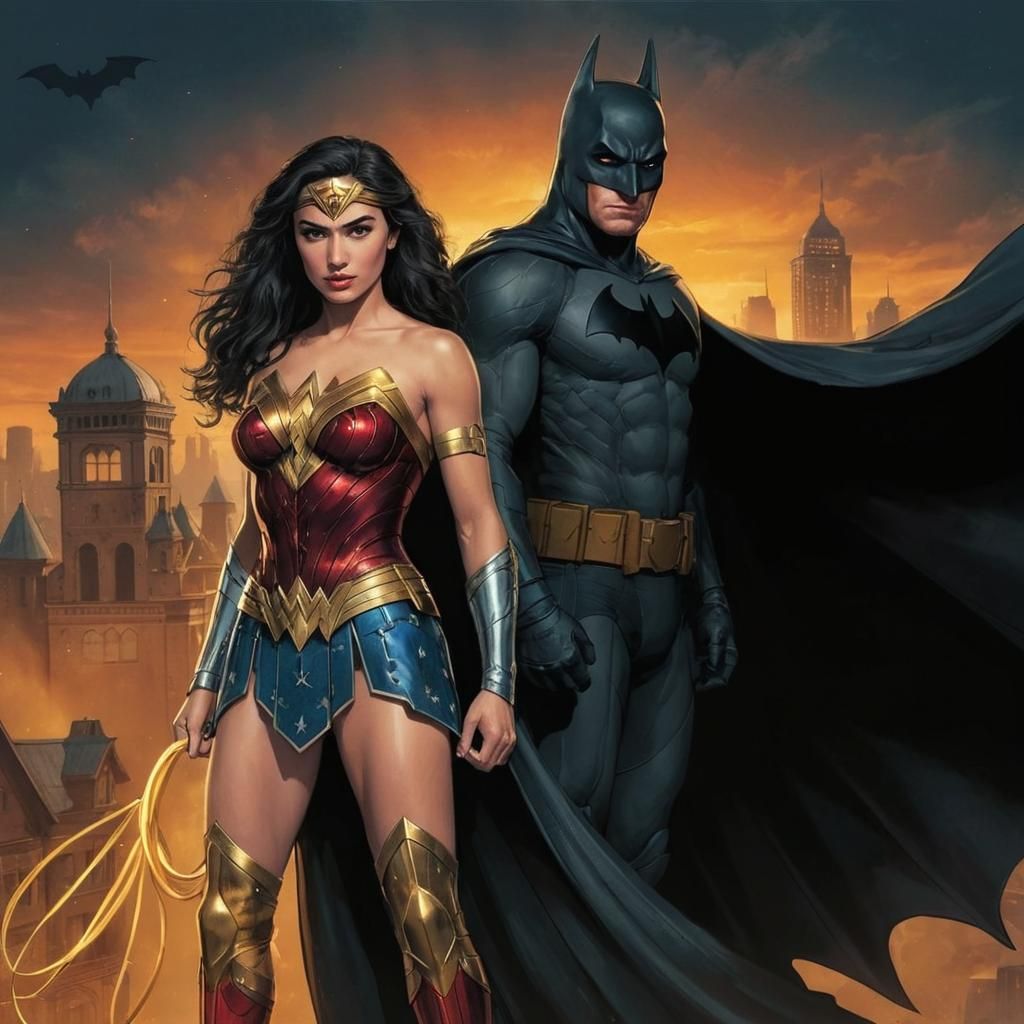 Wonder Woman and Batman: Dynamic Comic Book Illustration
