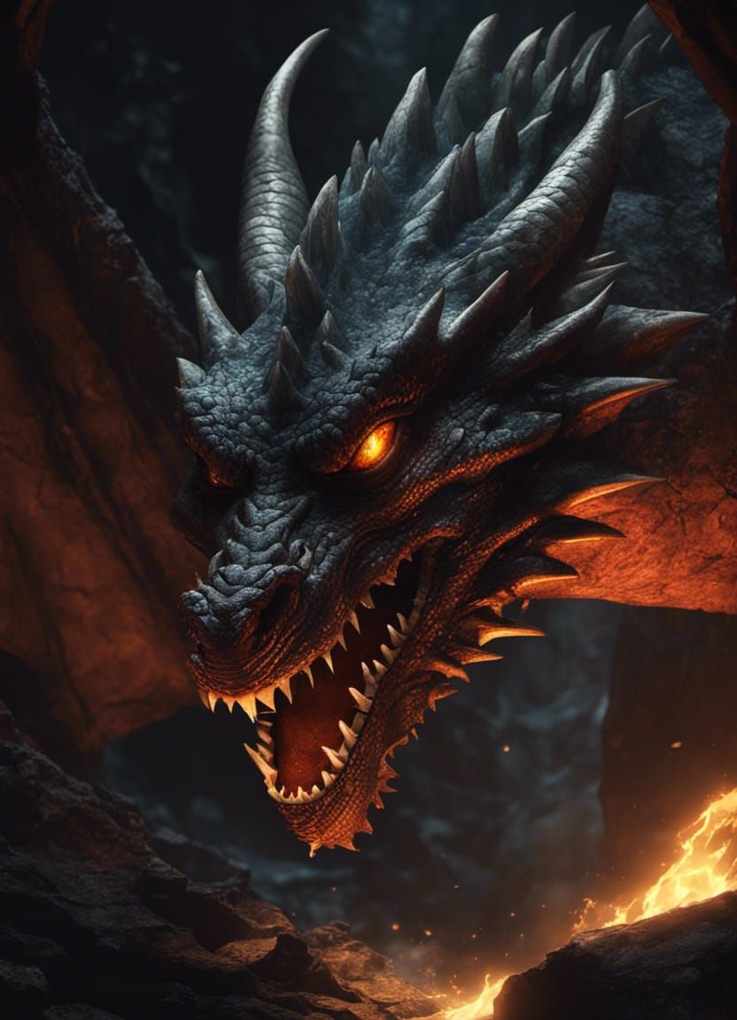 Hyperdetailed Dragon Eyes in Dark Cave