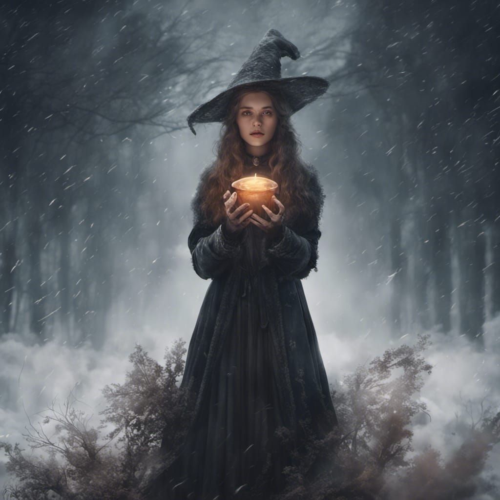 Young Witch with Cauldron: Digital Matte Painting