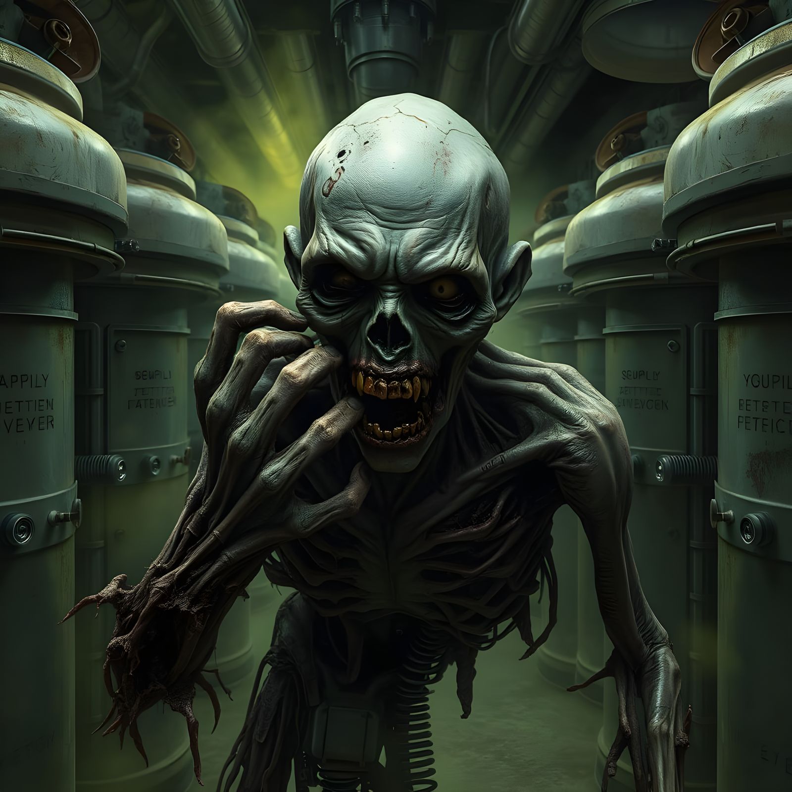 Grotesque Zombie-Man Trapped in Dystopian Hell