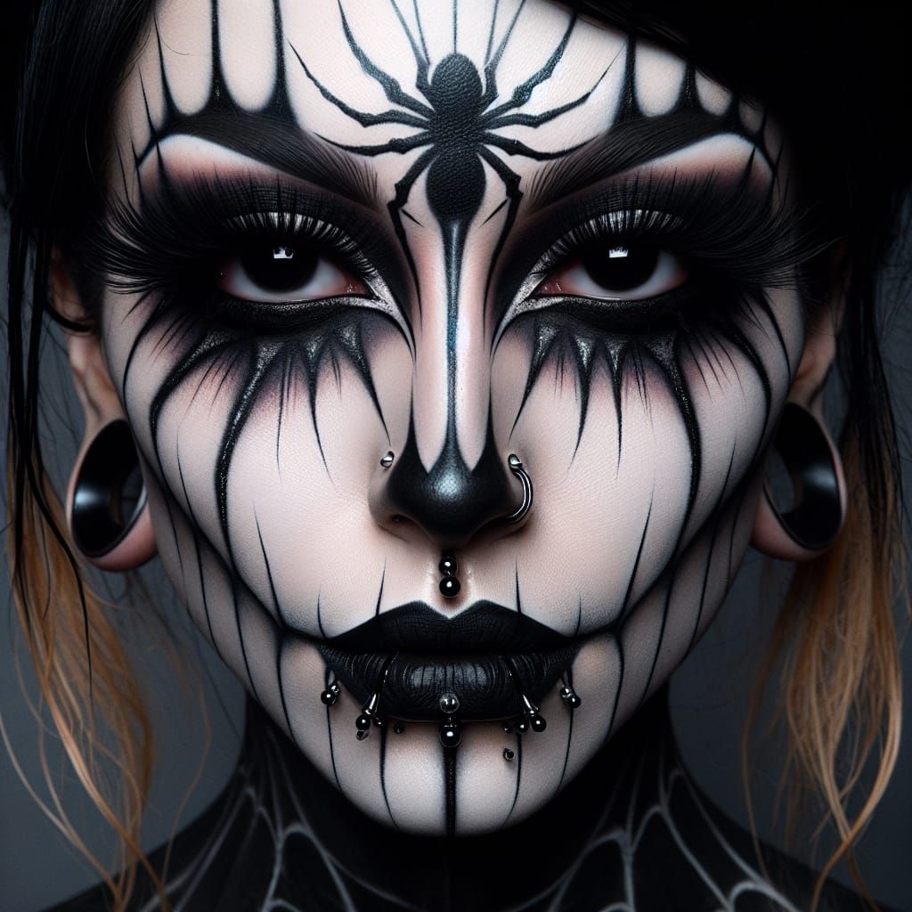 Intense Spider Makeup on Pale Face