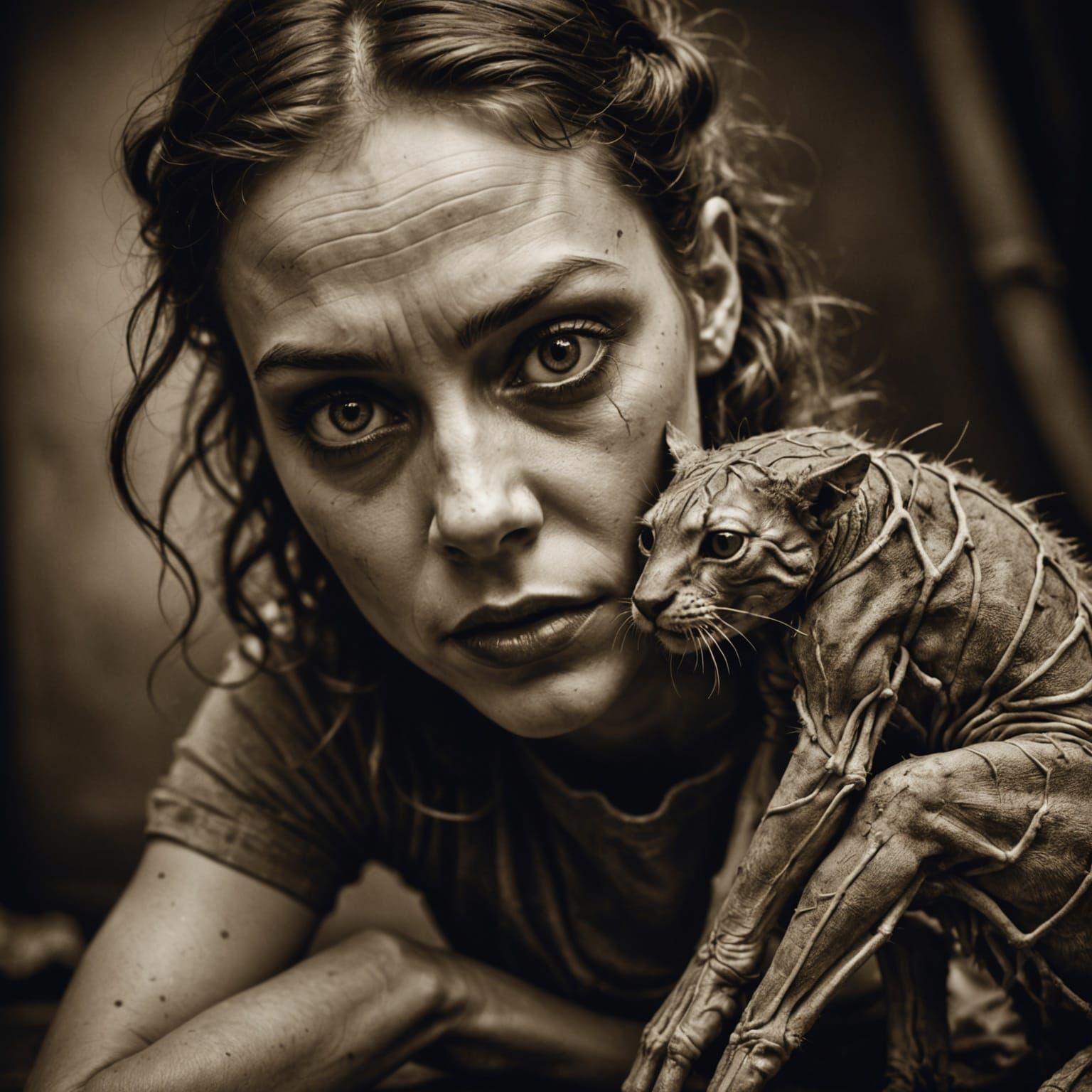 Sepia Portrait of a Human Contortionist