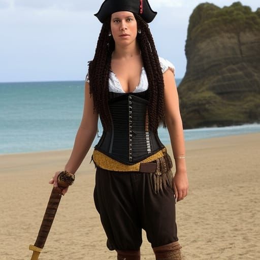Female Pirate Escaped Marooning: Hyperrealistic HDR Image