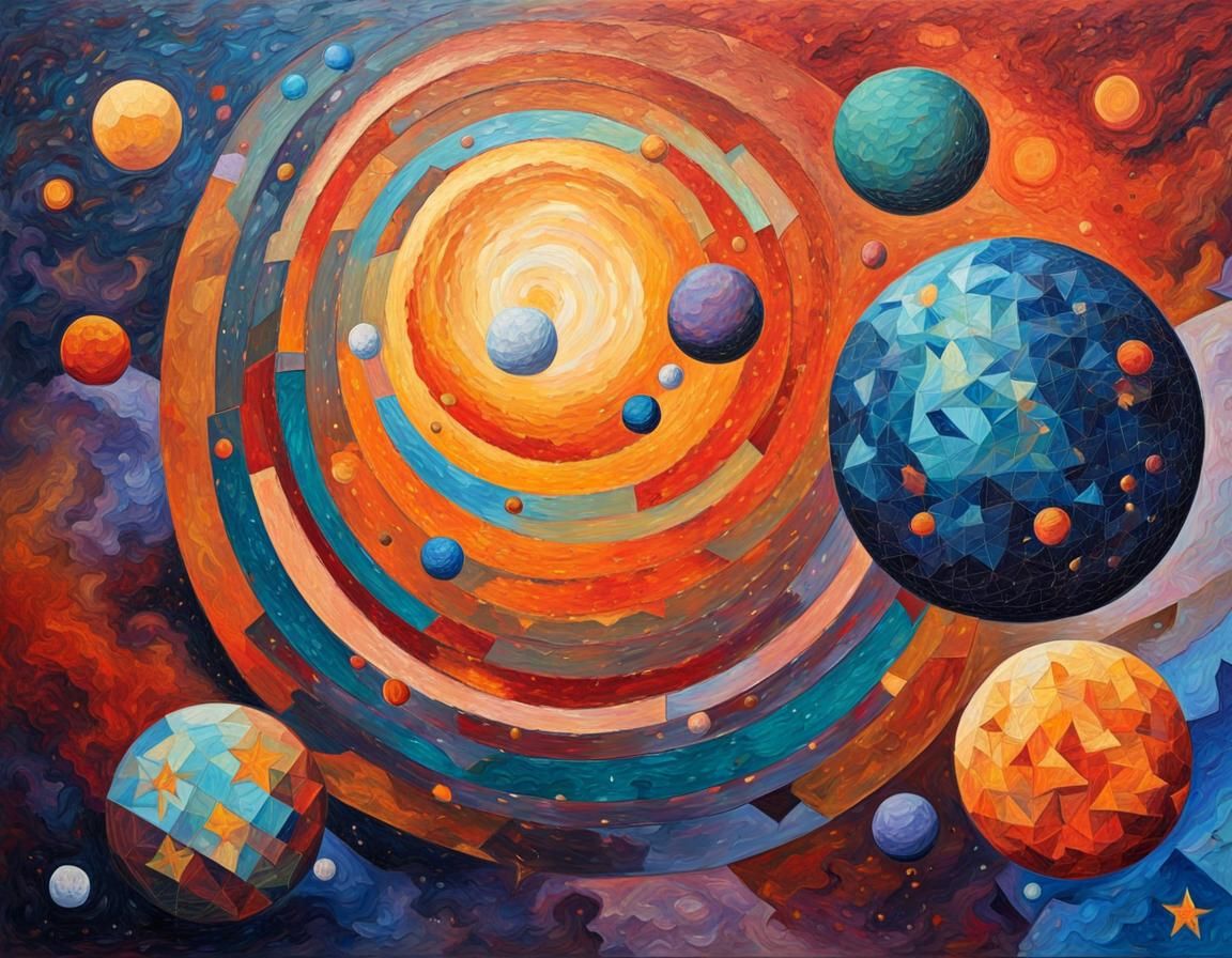 Geometric Universe in Neo-Impressionist Style