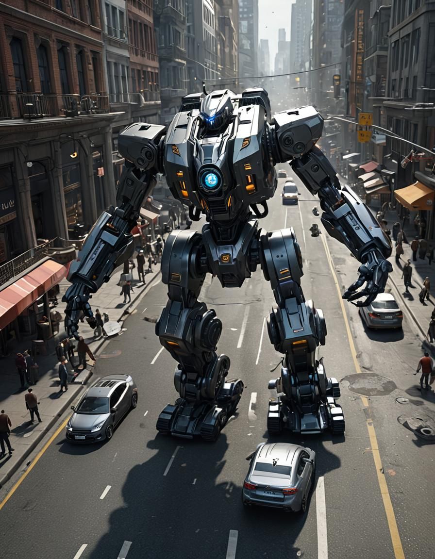 Mech in the street
