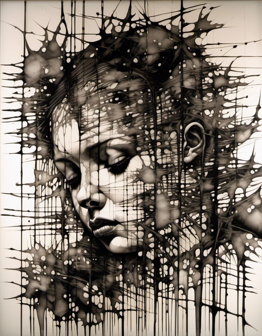 Visionary Dark Reality in Shattered Ink Double Exposure