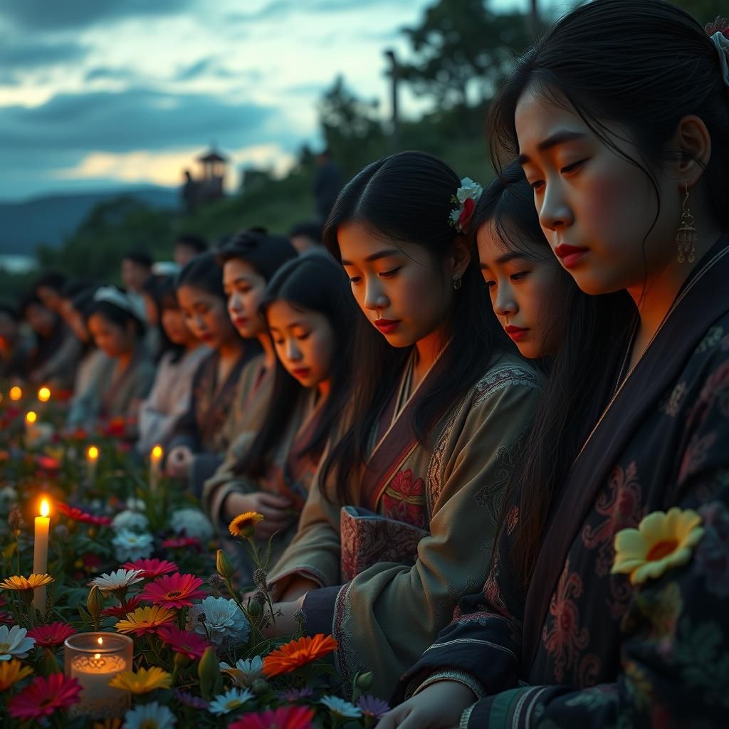 Mourning Families Remember Loved Ones at Dusk