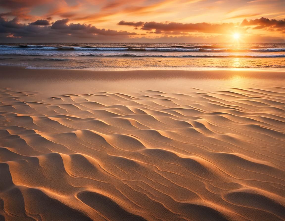 Serene Sunset Beach with Hourglass Sand