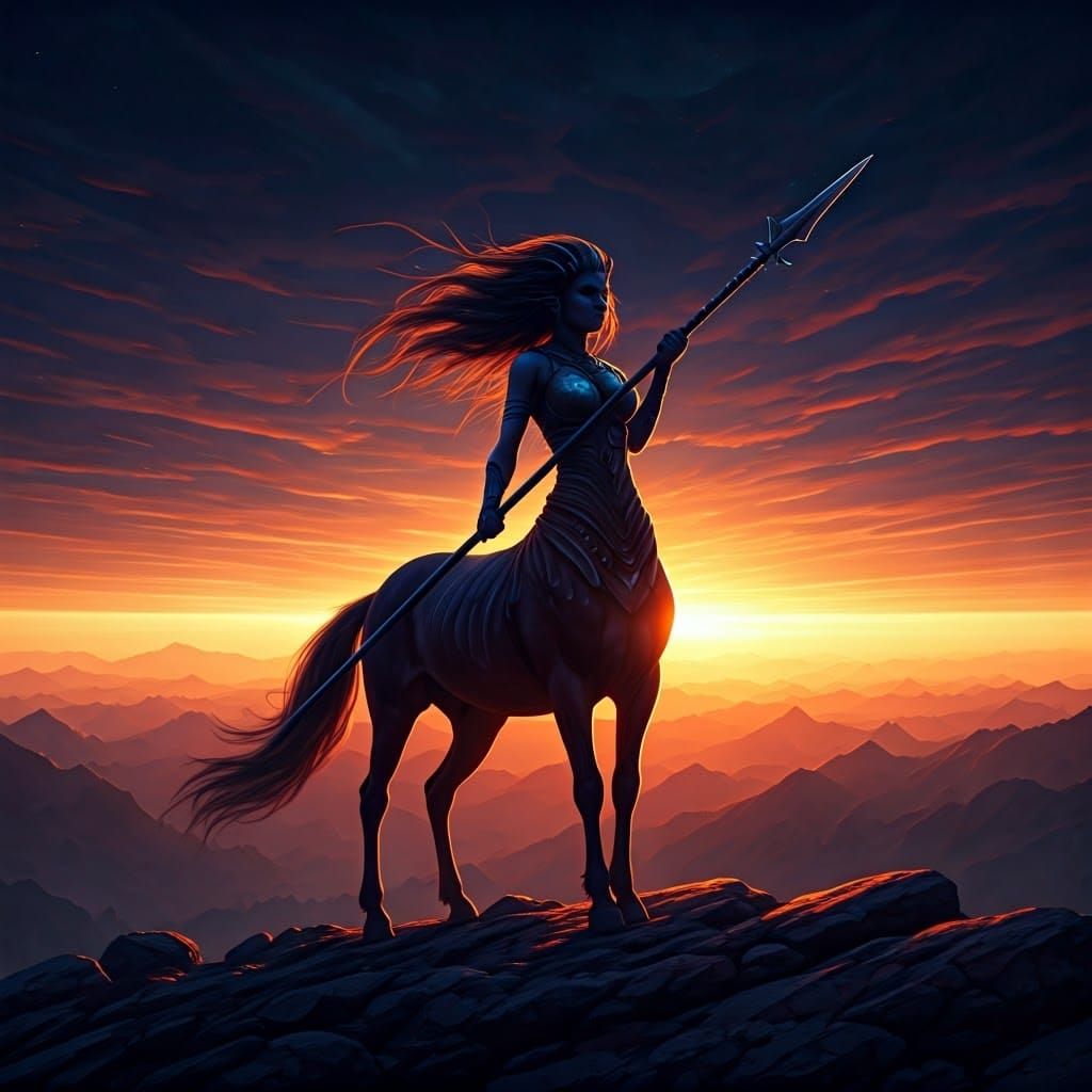 Stellar Centaur Silhouette at Dawn: Fantasy Concept Art