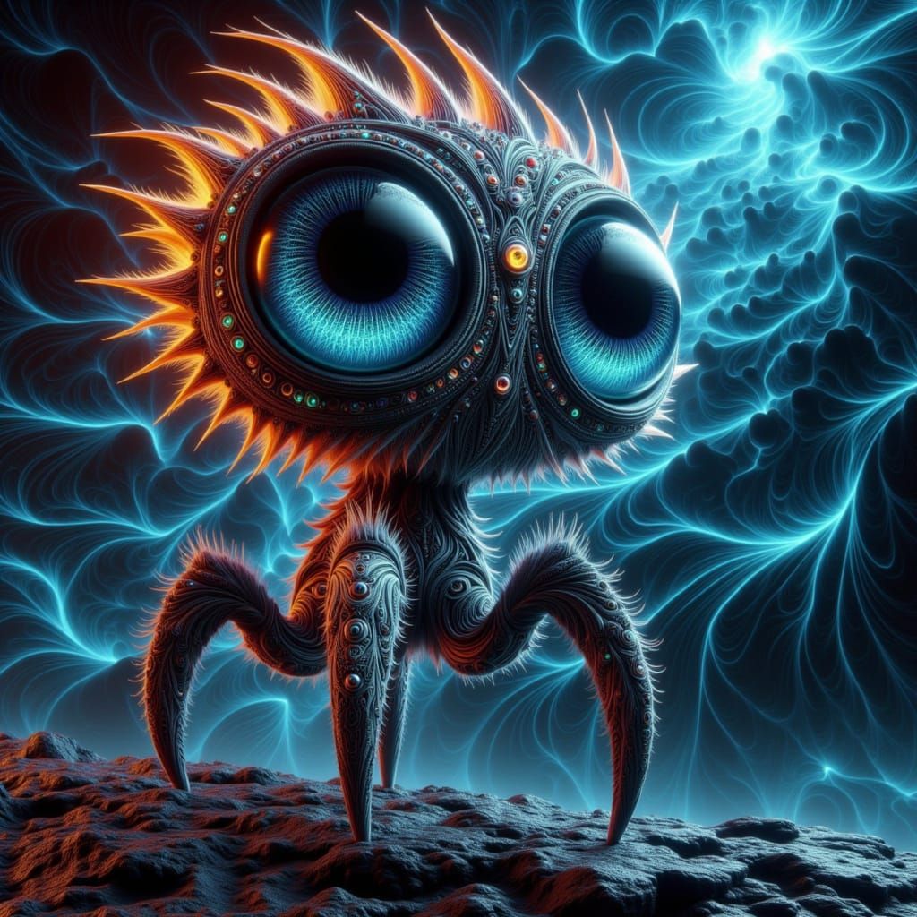 Dark Fantasy Arachnid Goddess in Ancient Ruins