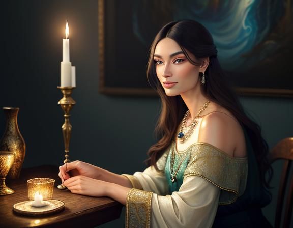 Ethereal Oil Painting of a Smiling Woman in Light