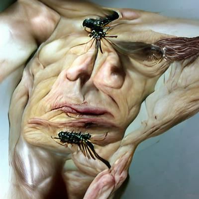 Hyperrealistic Insect Humanoid: Biomechanical Horror