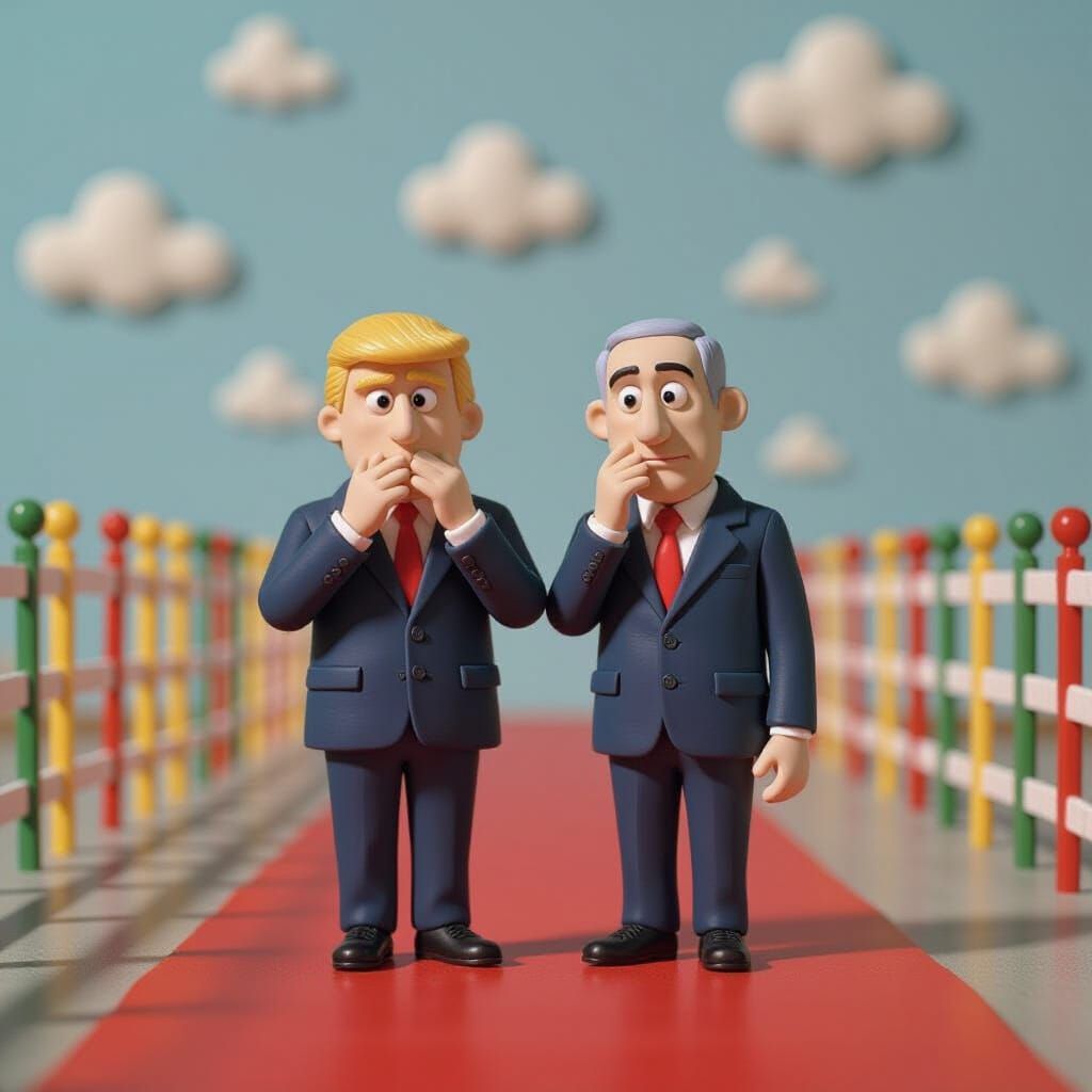 Trump and Netanyahu in Plasticine Stop-Motion Style