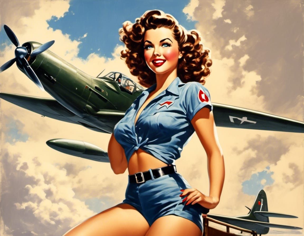 1940s Air Force Pinup Girl Illustration