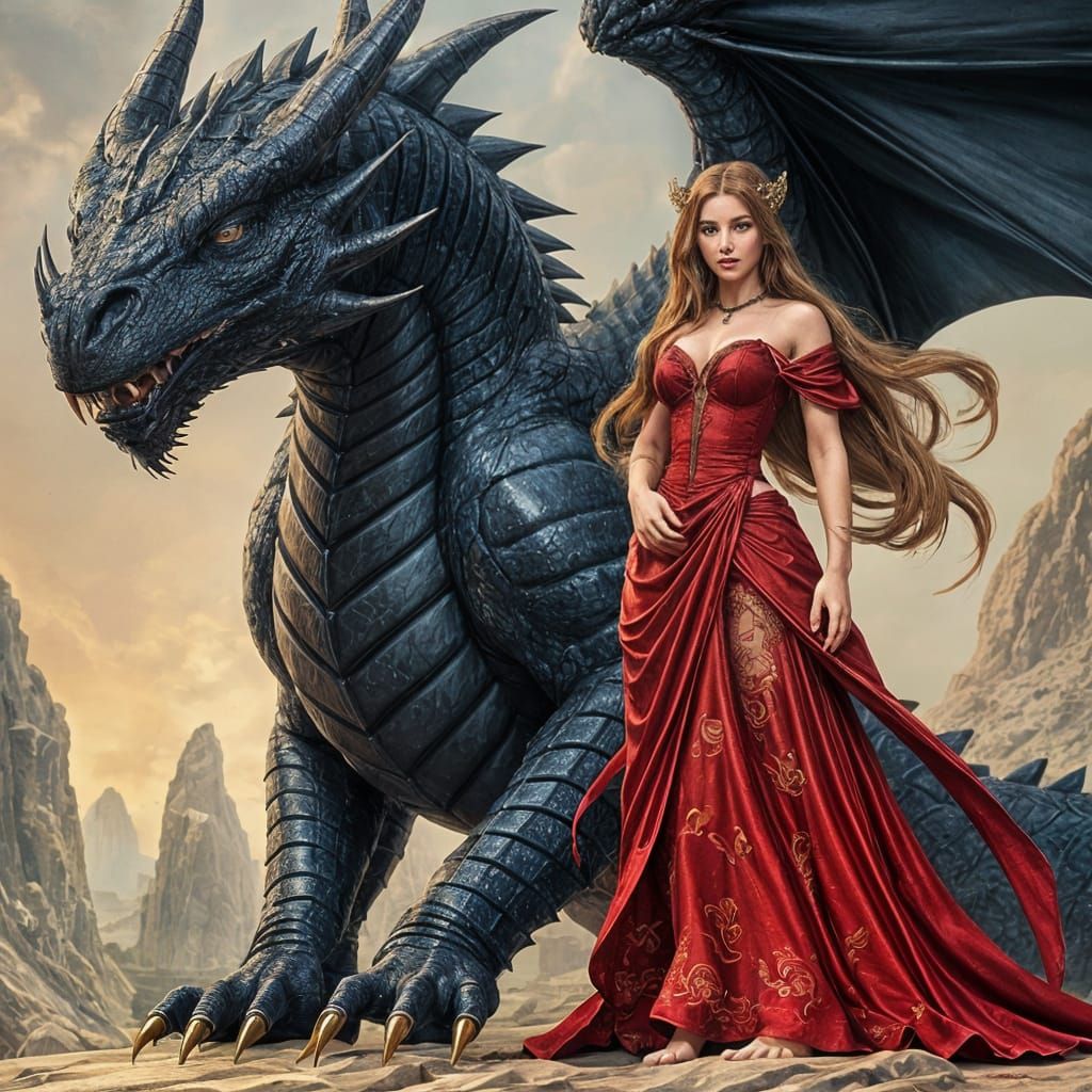 Fierce Black Dragon and Beautiful Mistress