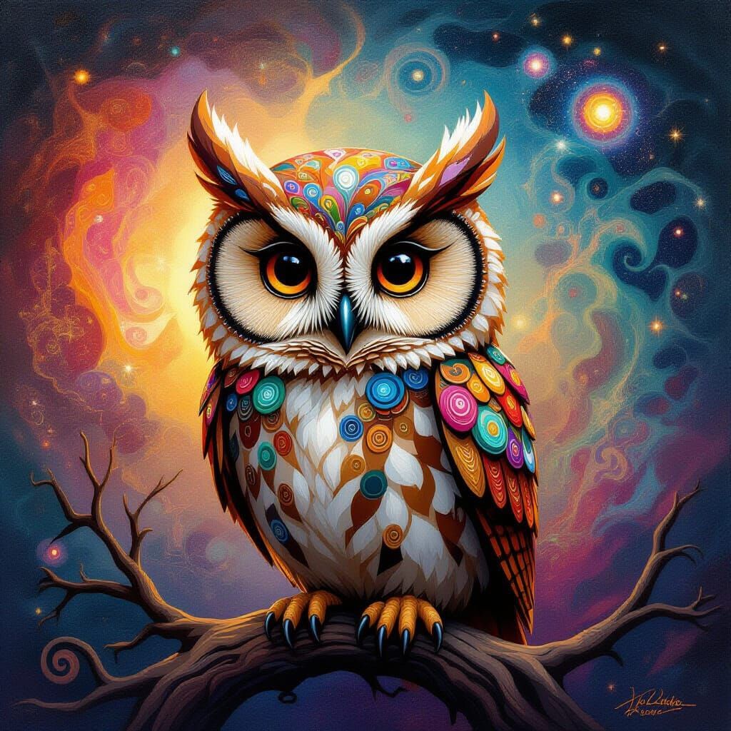 Cosmic Clay Owlet in Astral Attire