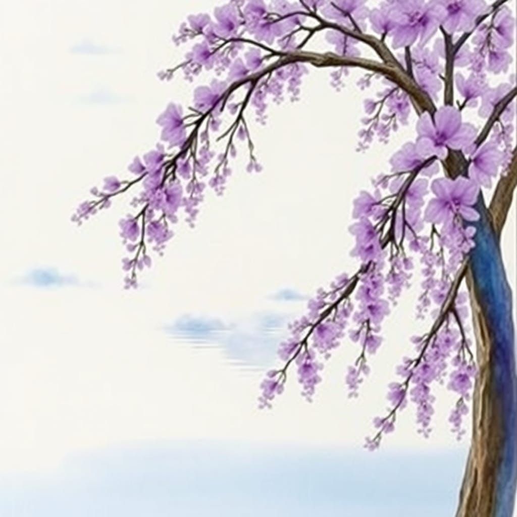 Purple Jacaranda Tree Watercolor Painting