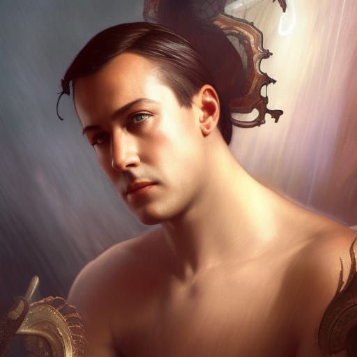 Rudolph Valentino Portrait in Dark Fantasy Style