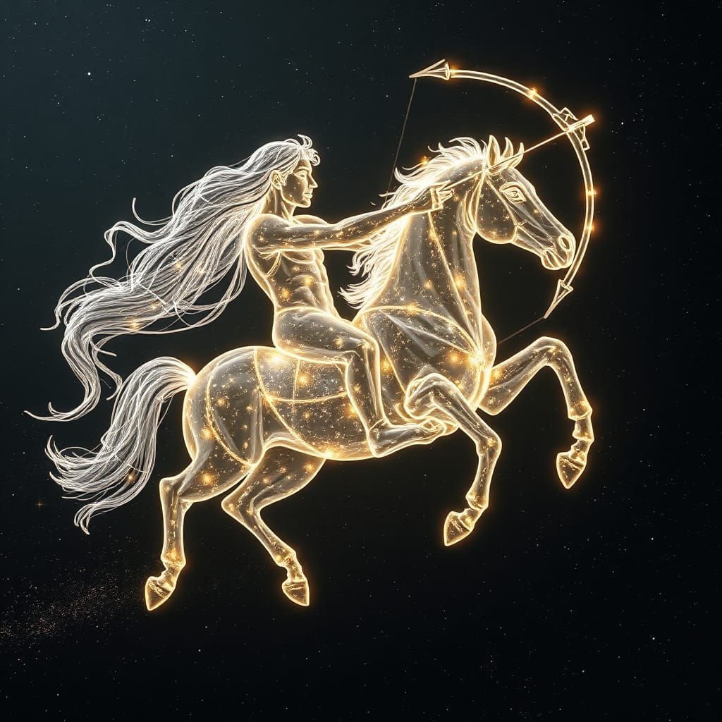 Radiant Centaur Made of Light in Galactic Space