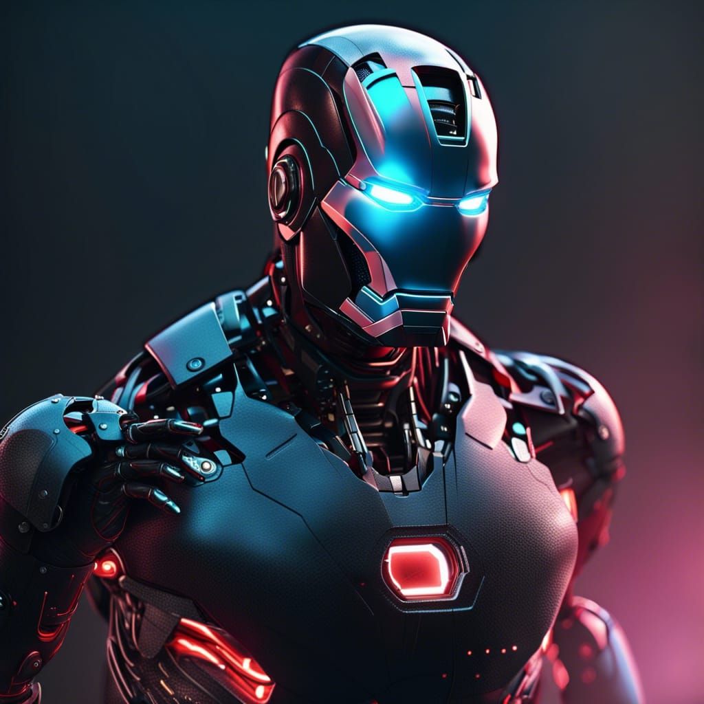 Hyperrealistic Cyborg Iron Man 3D Render