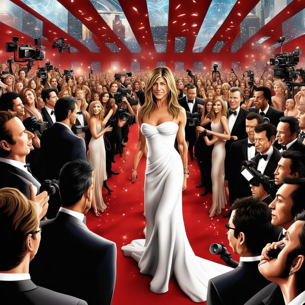 the glamorous atmosphere of a red carpet event. Jennifer Ani...