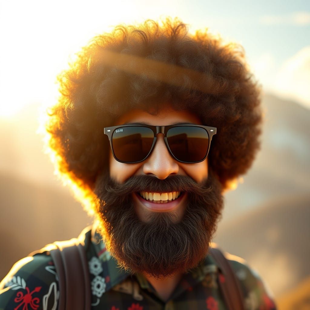Bob Ross in Trendy Sunglasses