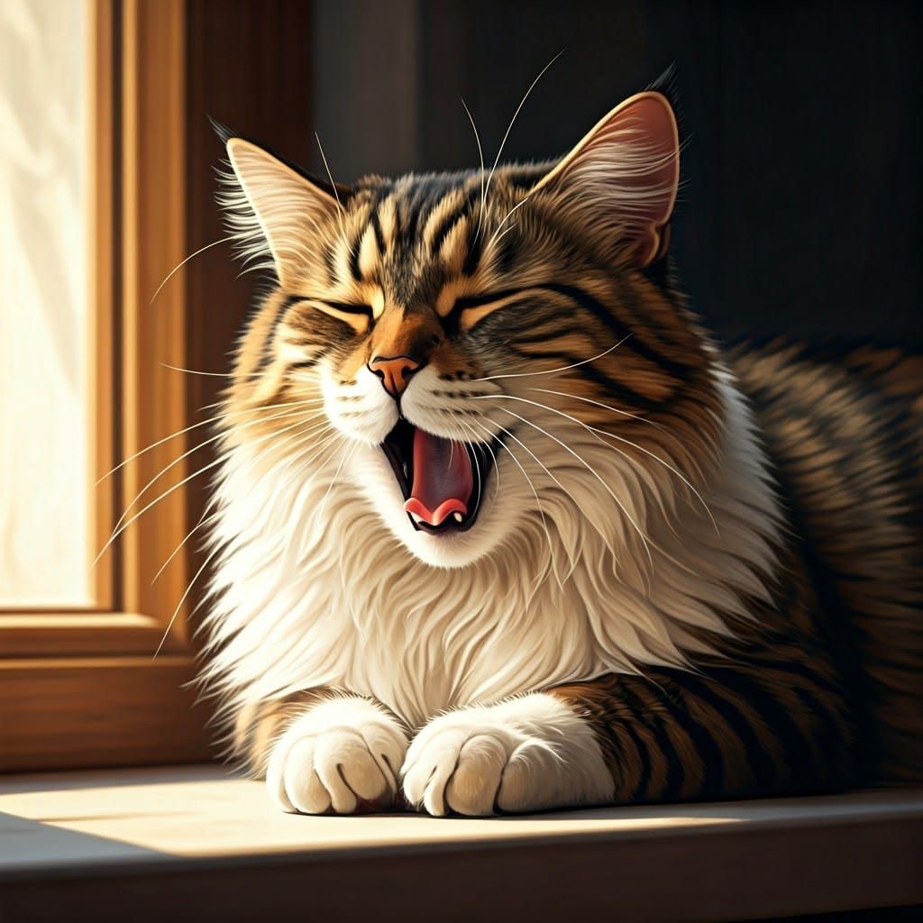 Languid Cat Basks in Warm Sunlight