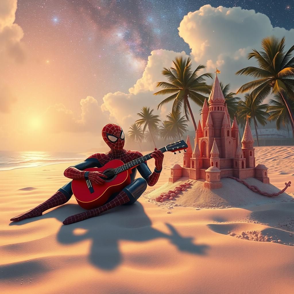 Spiderman's Astral Beach Vacation in Cosmic Style
