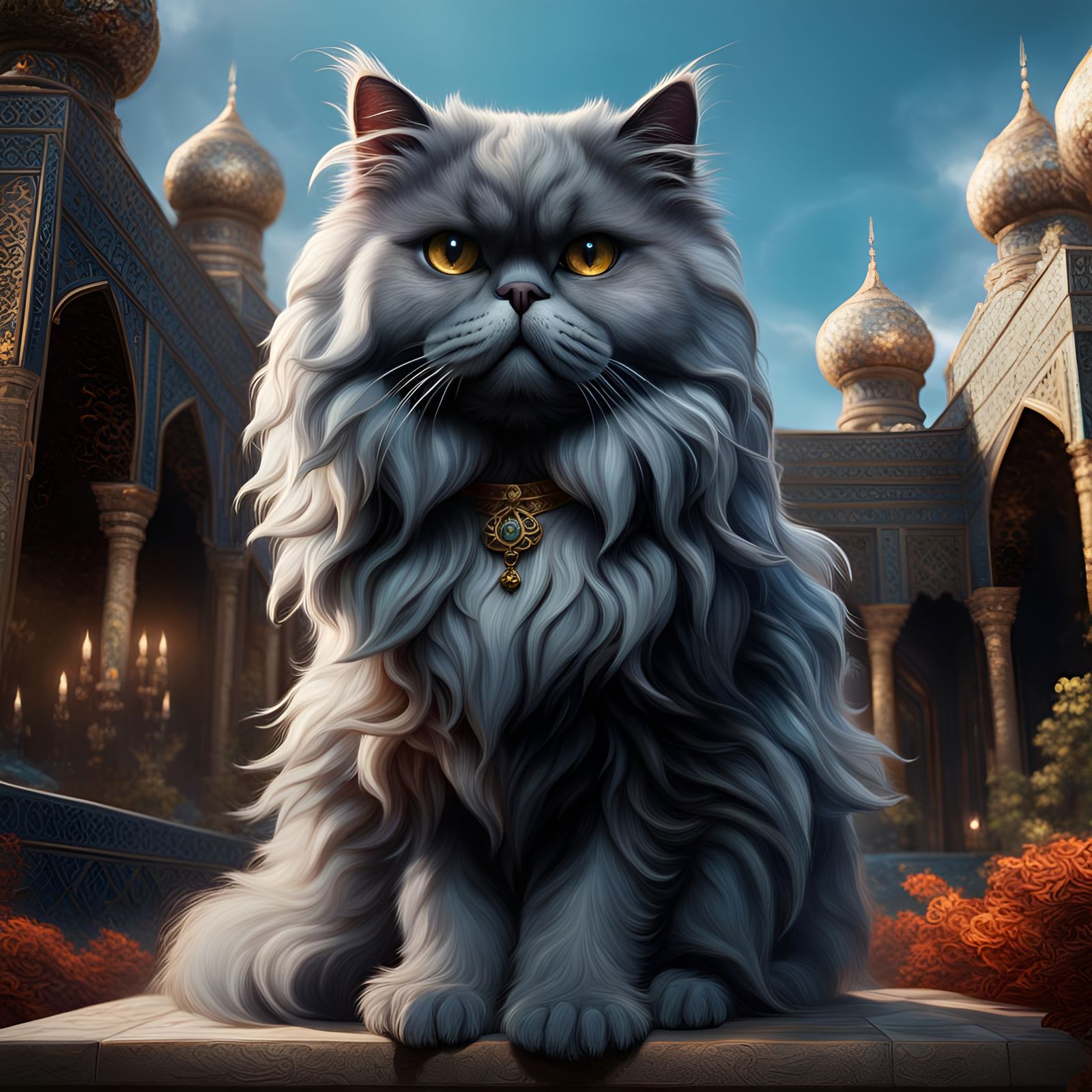 Detailed Matte Painting of a Persian Cat