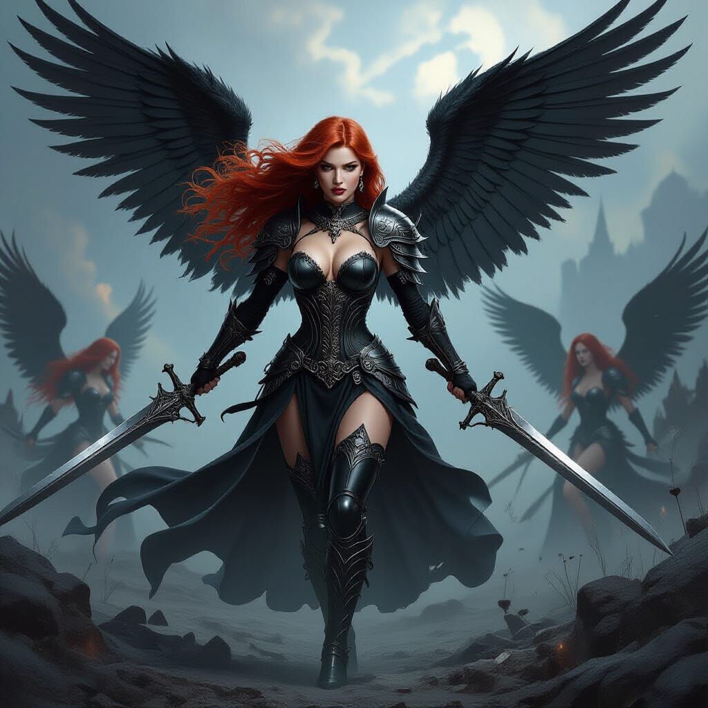 Gothic Goddess Charging into Battle