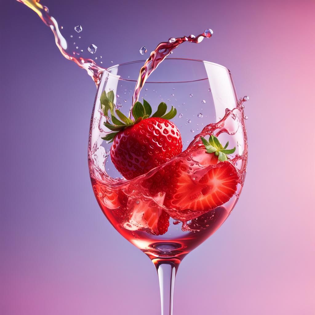 Hyperrealistic Strawberry Quencher Splash Art