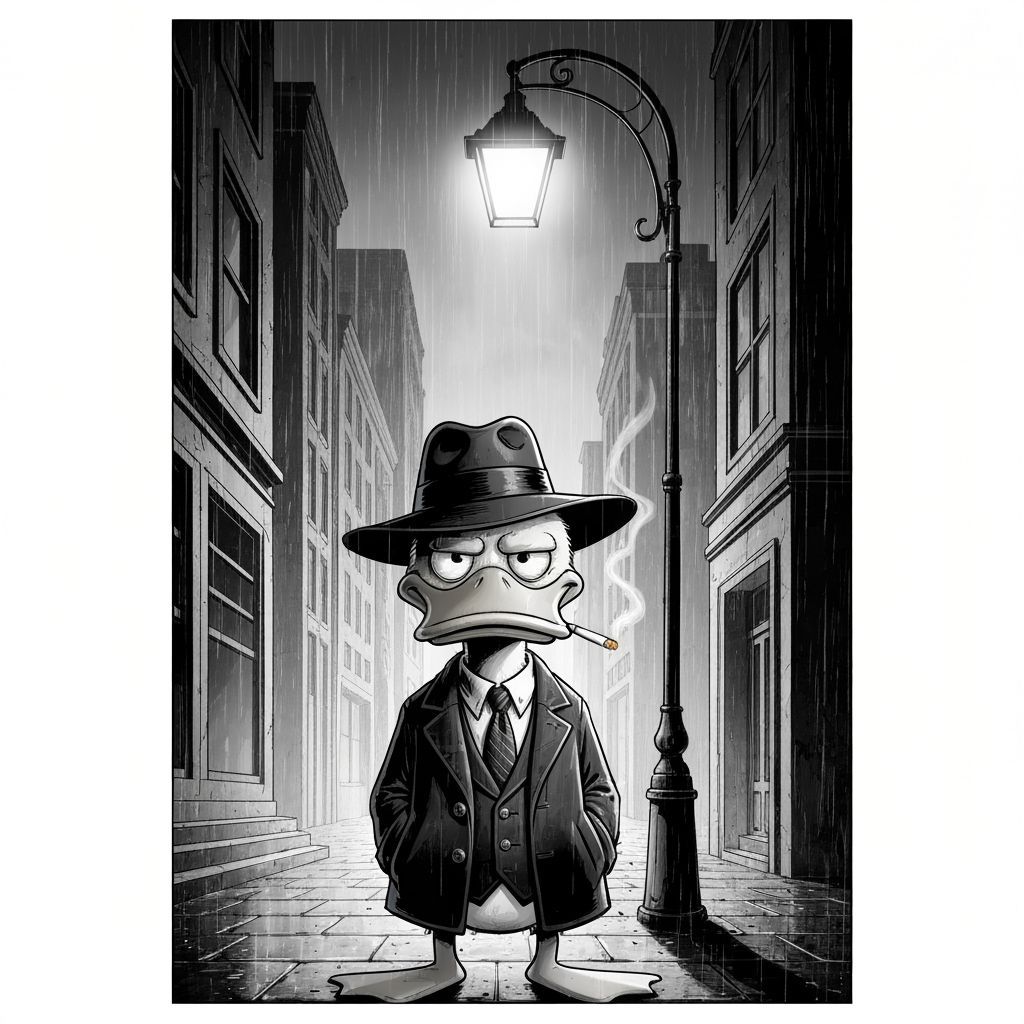 Howard The Duck Noir Detective in Art Deco City