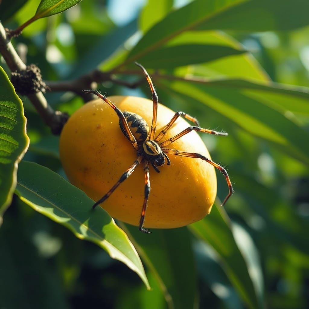 My spider-lob, Lara eating a mango in the jungle