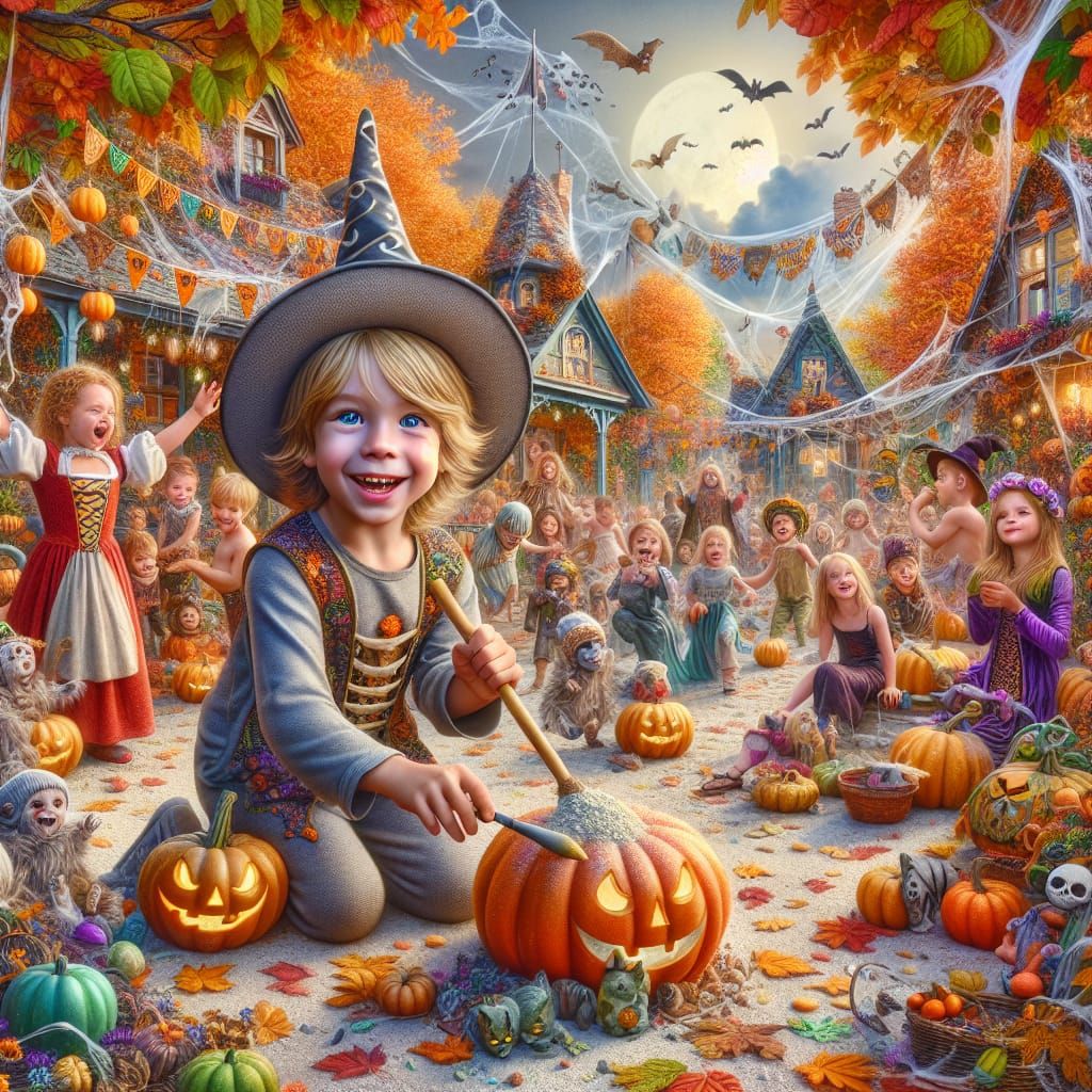 Joyful French Boy's Halloween Celebration