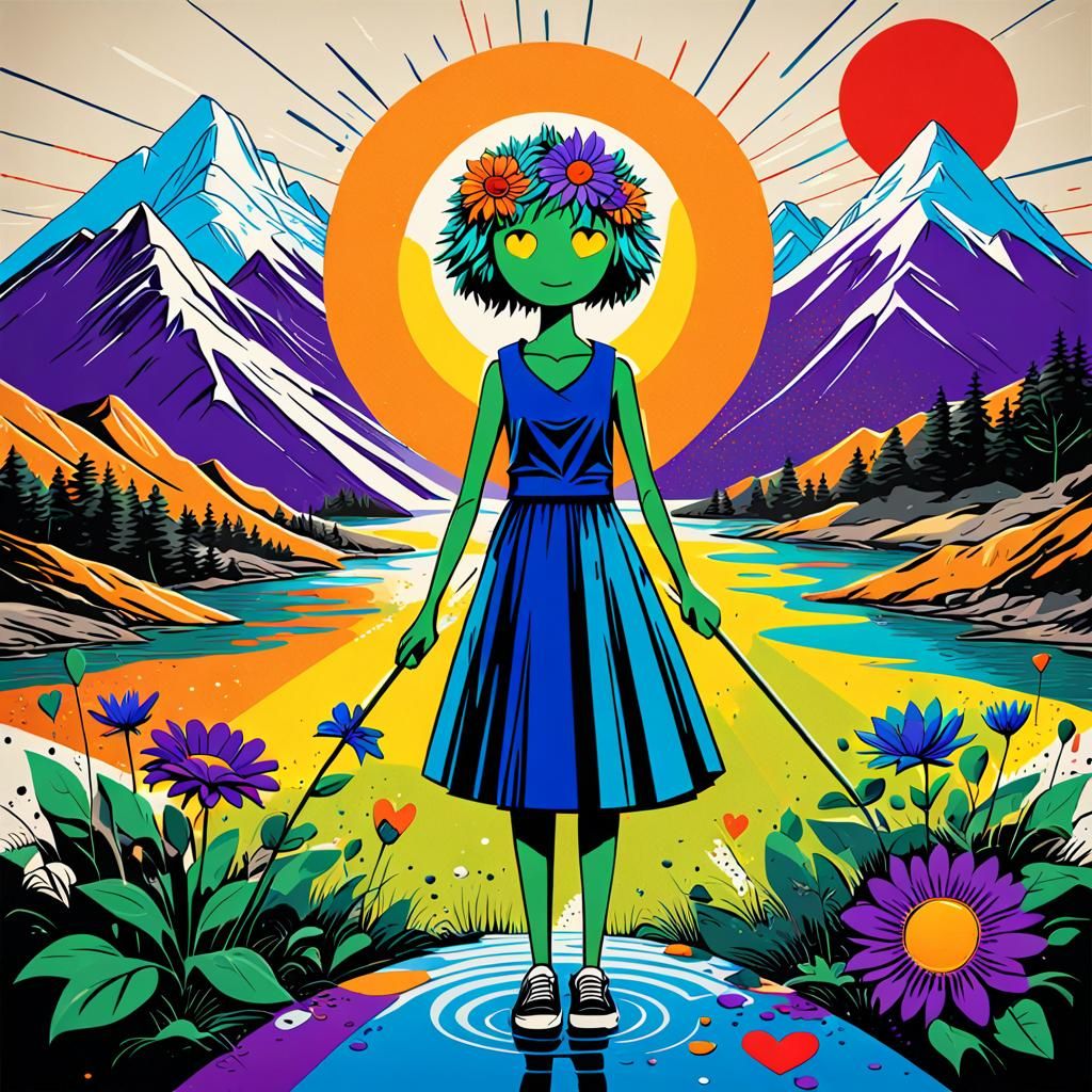 Colorful Graffiti Pop Art with Geometric Elements