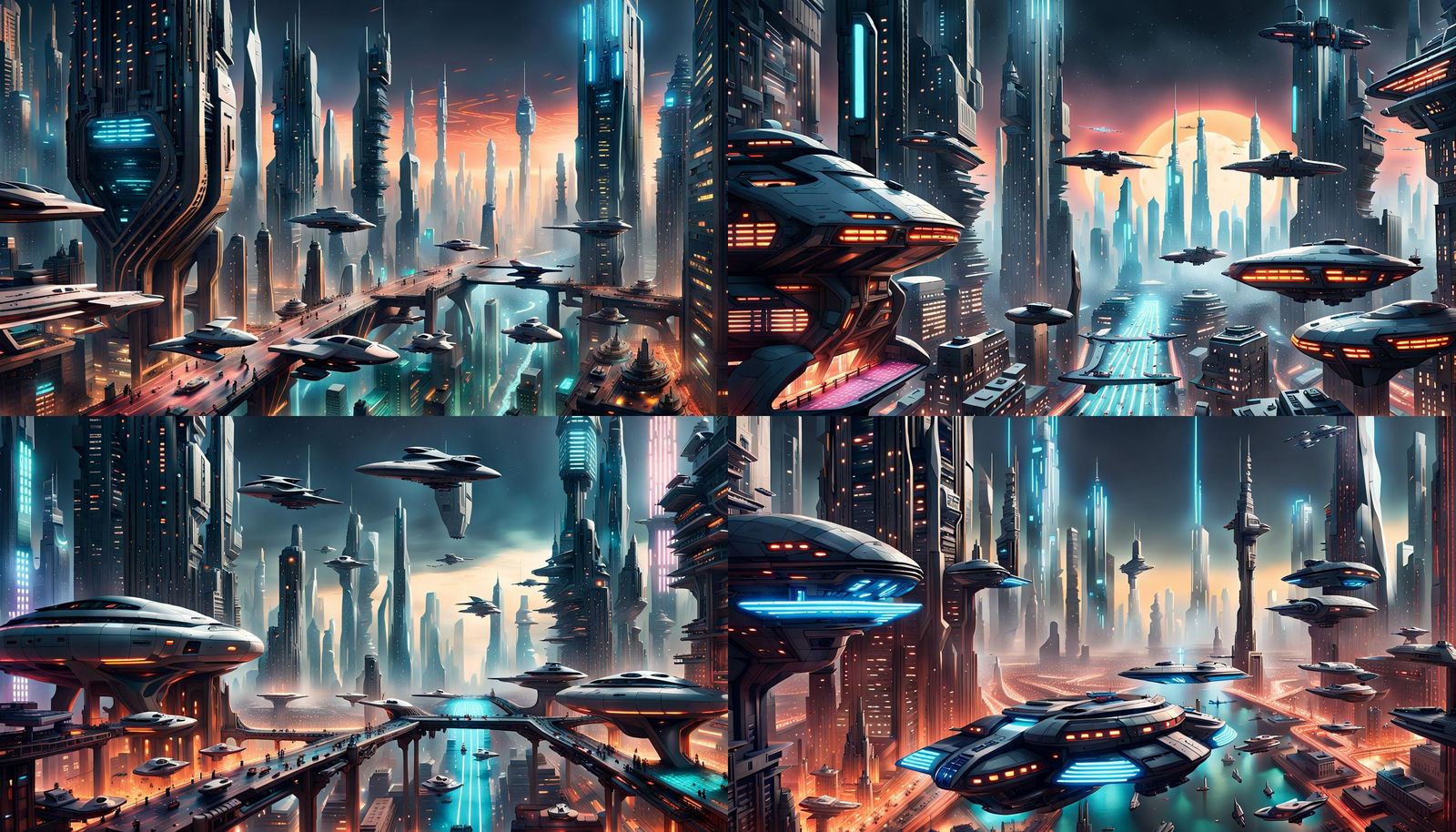 Cyberpunk Megacity with Flying Cars and Neon Streets