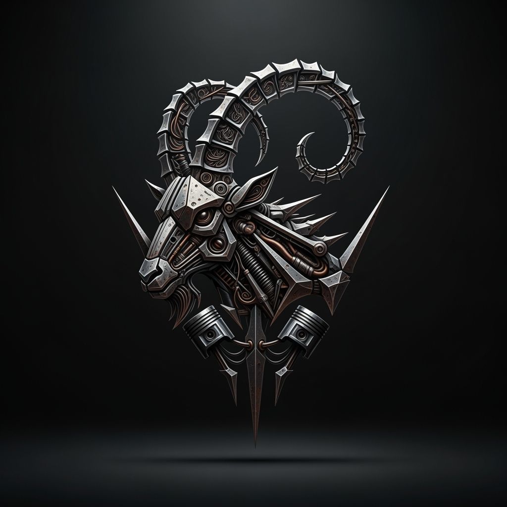 Industrial Ibex Sigil in Biomechanical Style