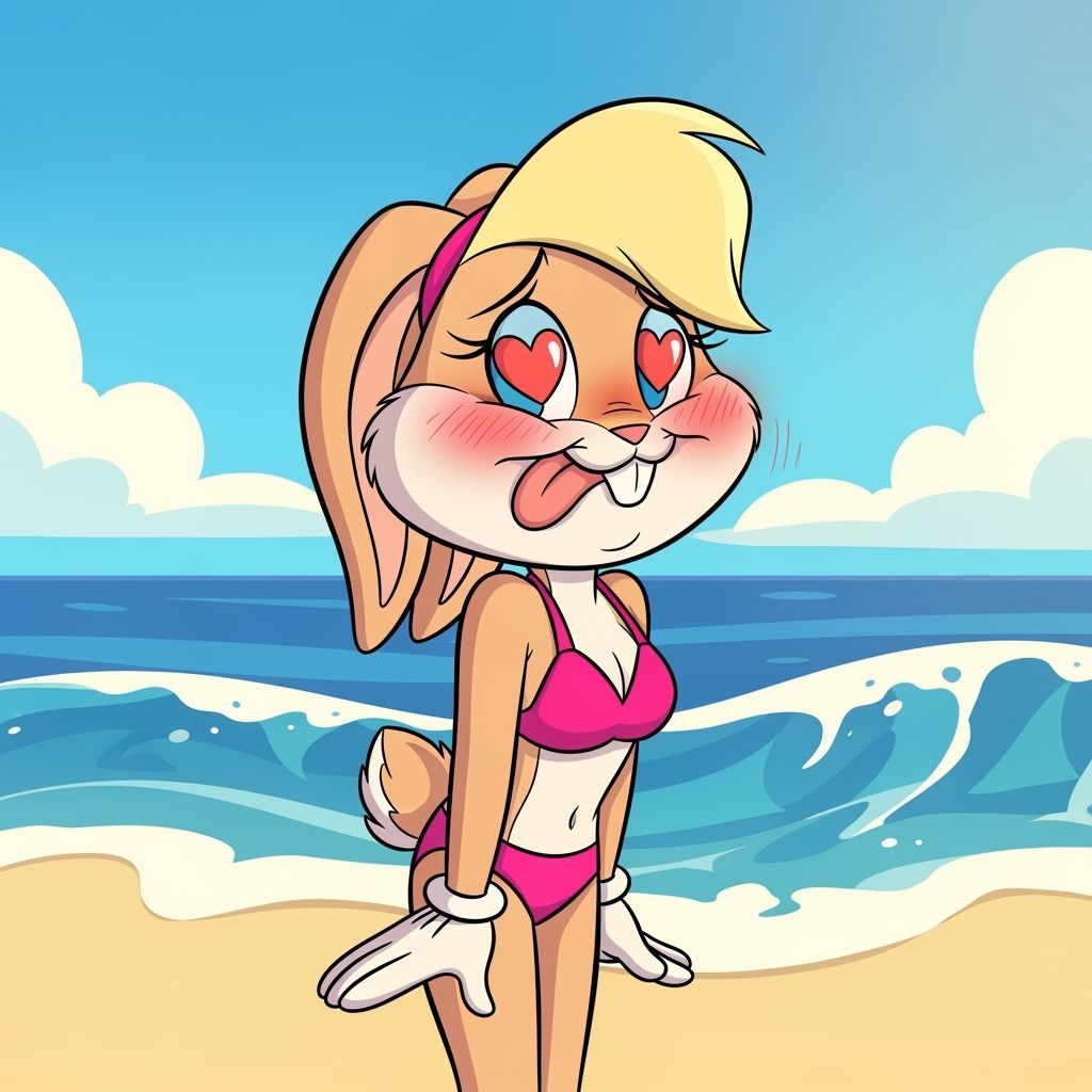 Lola Bunny in Pink Bikini with Heart Eyes