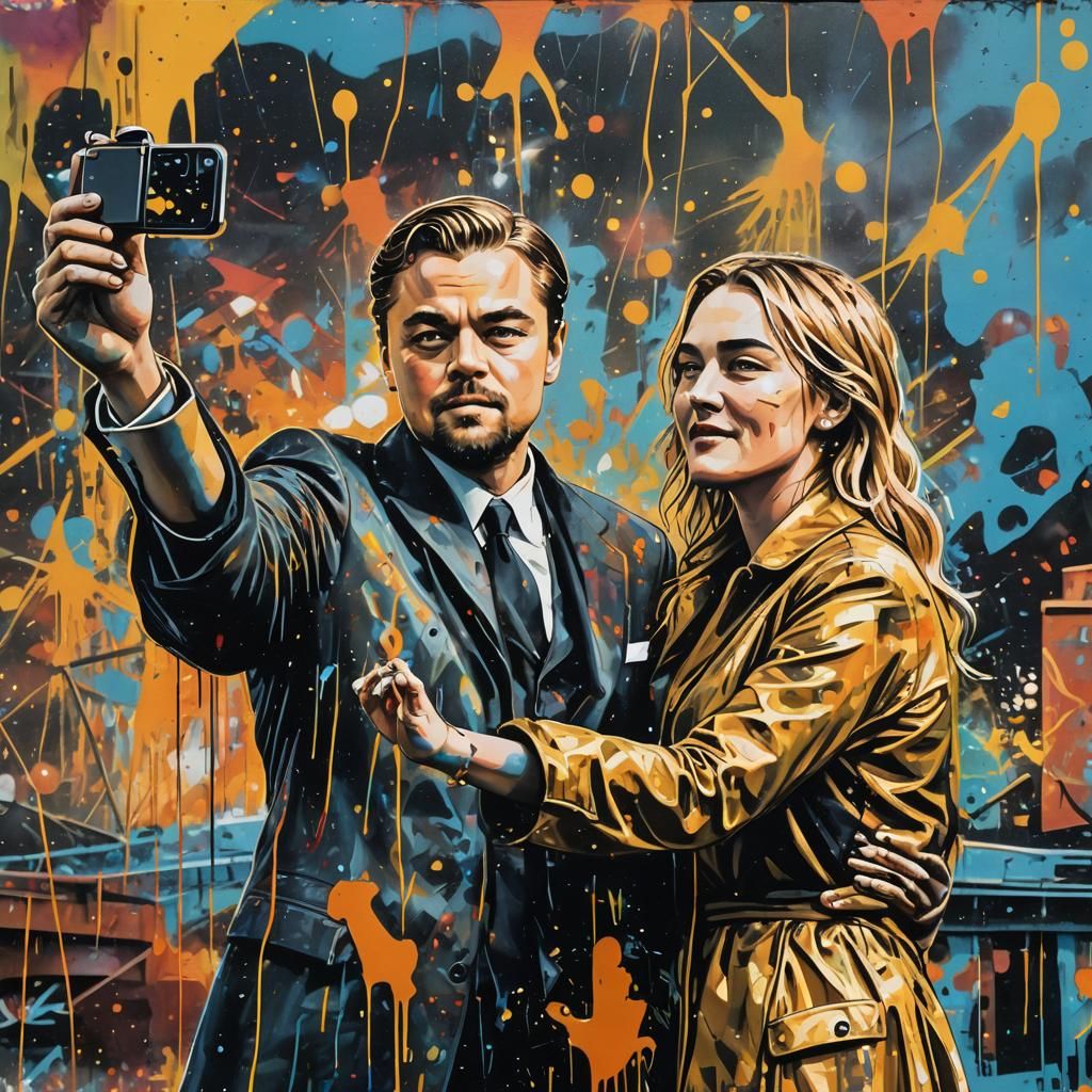 Titanic Selfie: Graffiti Art Featuring DiCaprio and Winslet