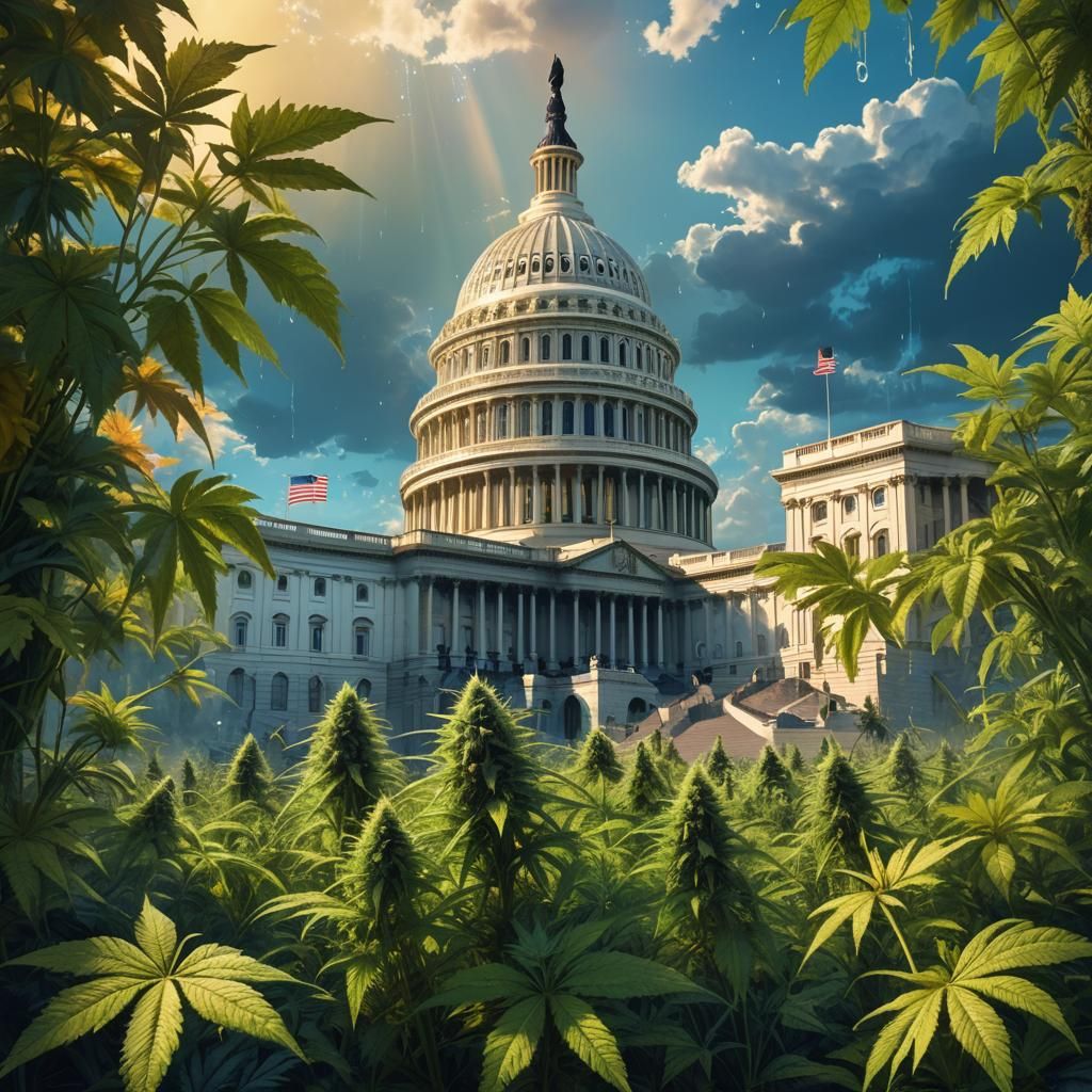 Marijuana Plants Overgrow US Capitol: Hyper-Realistic Render...