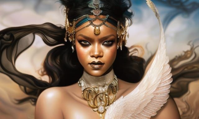 Goddess Rihanna Burlesque Masquerade: Anime Style Illustrati...