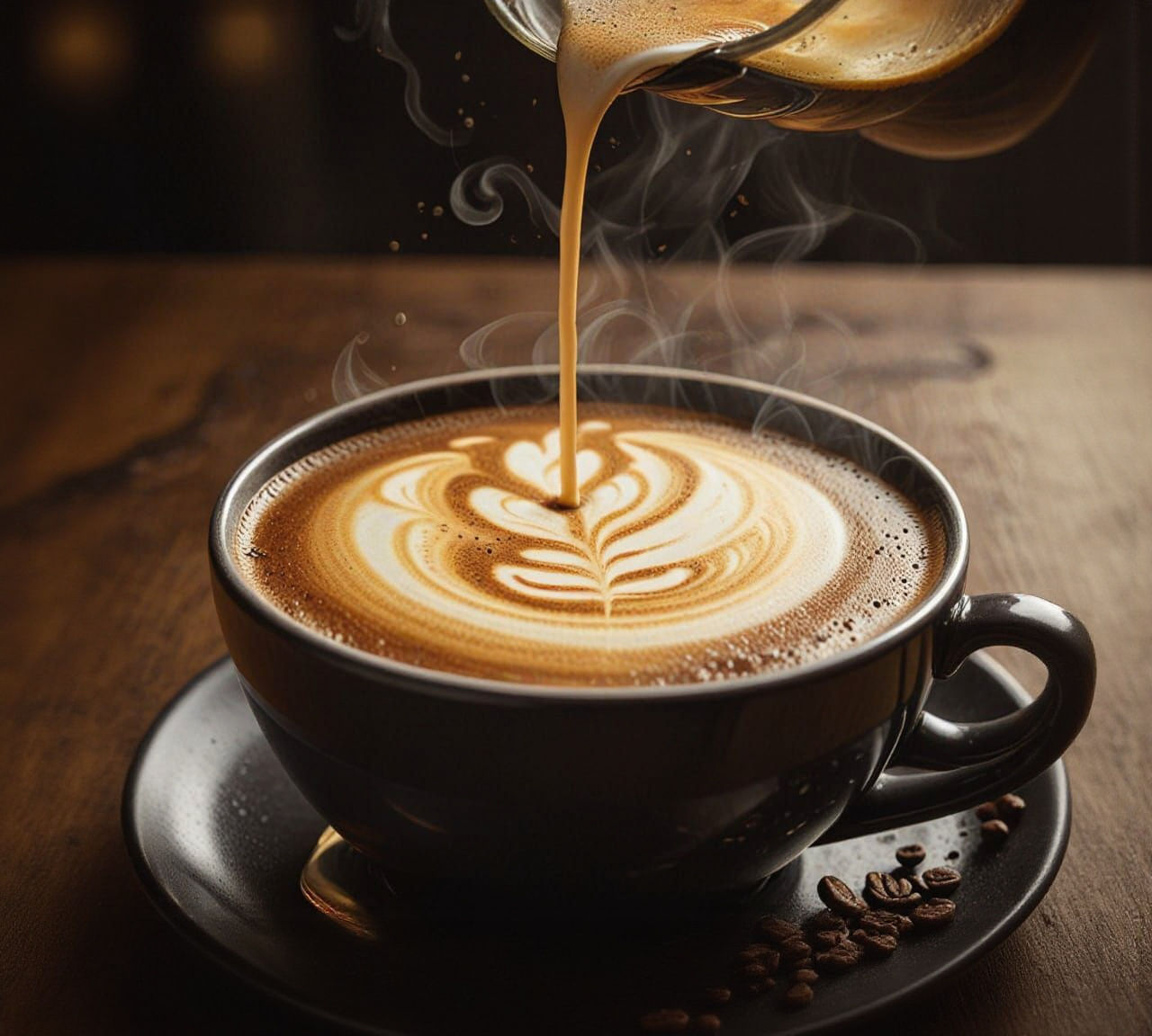 Cinematic Coffee Close-Up: Steam Rises from Golden Crema