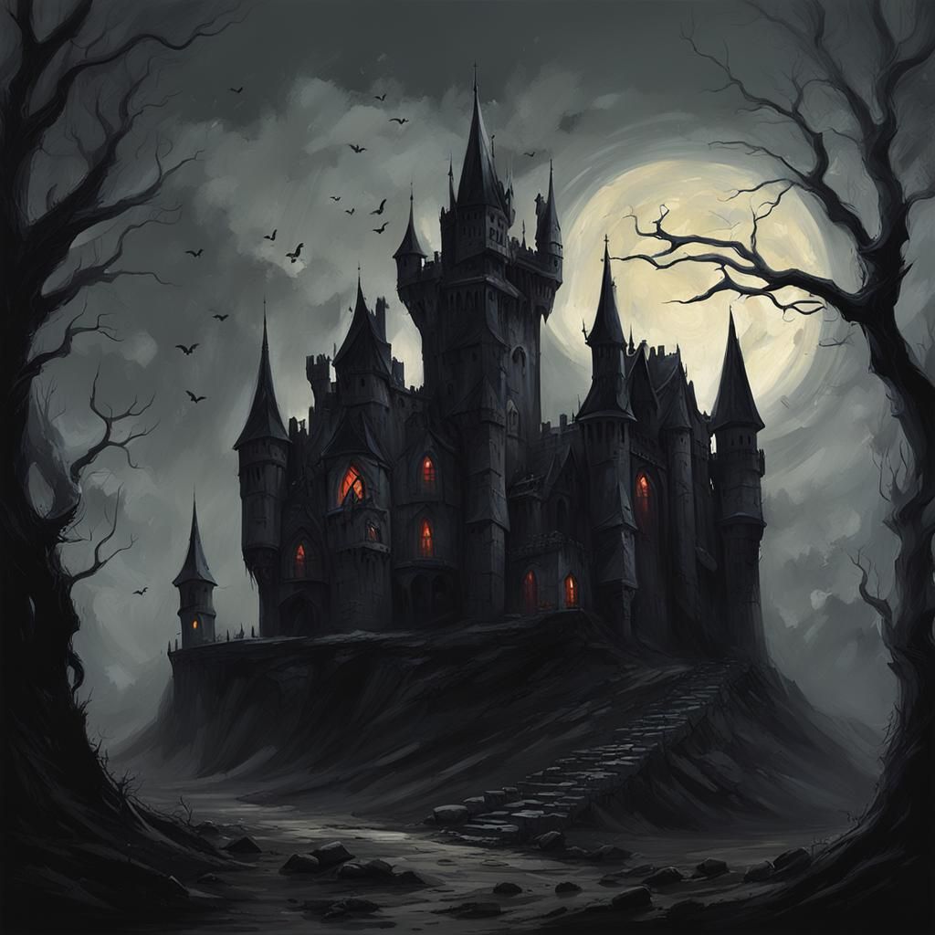 Sinister Gothic Castle in Dark Fantasy Style