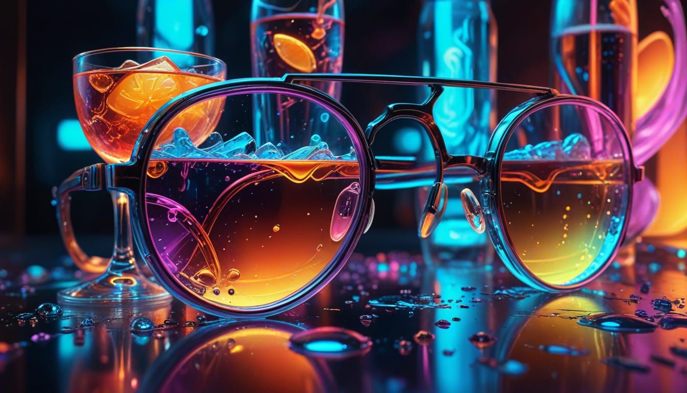 Futuristic Neon Drinks in Cyberpunk Style