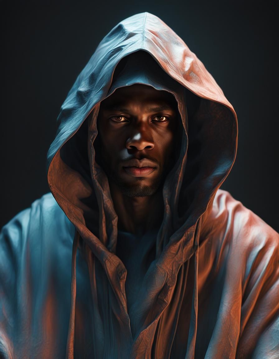 Biomechanical Man in Cloak: Hyper-Detailed Digital Art