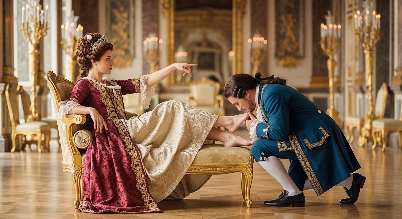 Elegant French Empress Lounging in Royal Palace